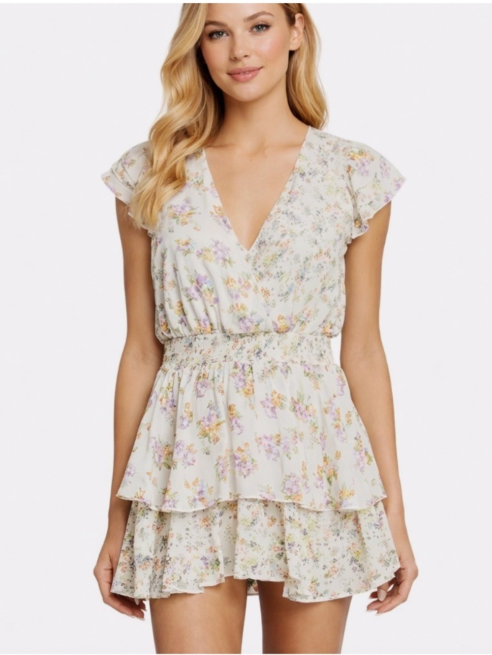 Alice + Olivia Mariska Ruffle Skort Romper White Dawn Flower Size 8